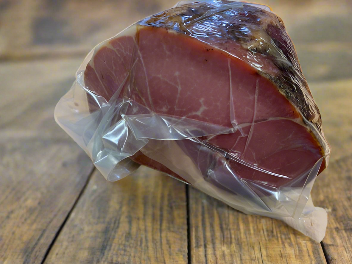M204 Meacham Half Country Ham Custom Cooked 4 to 6 lb. Not sliced.