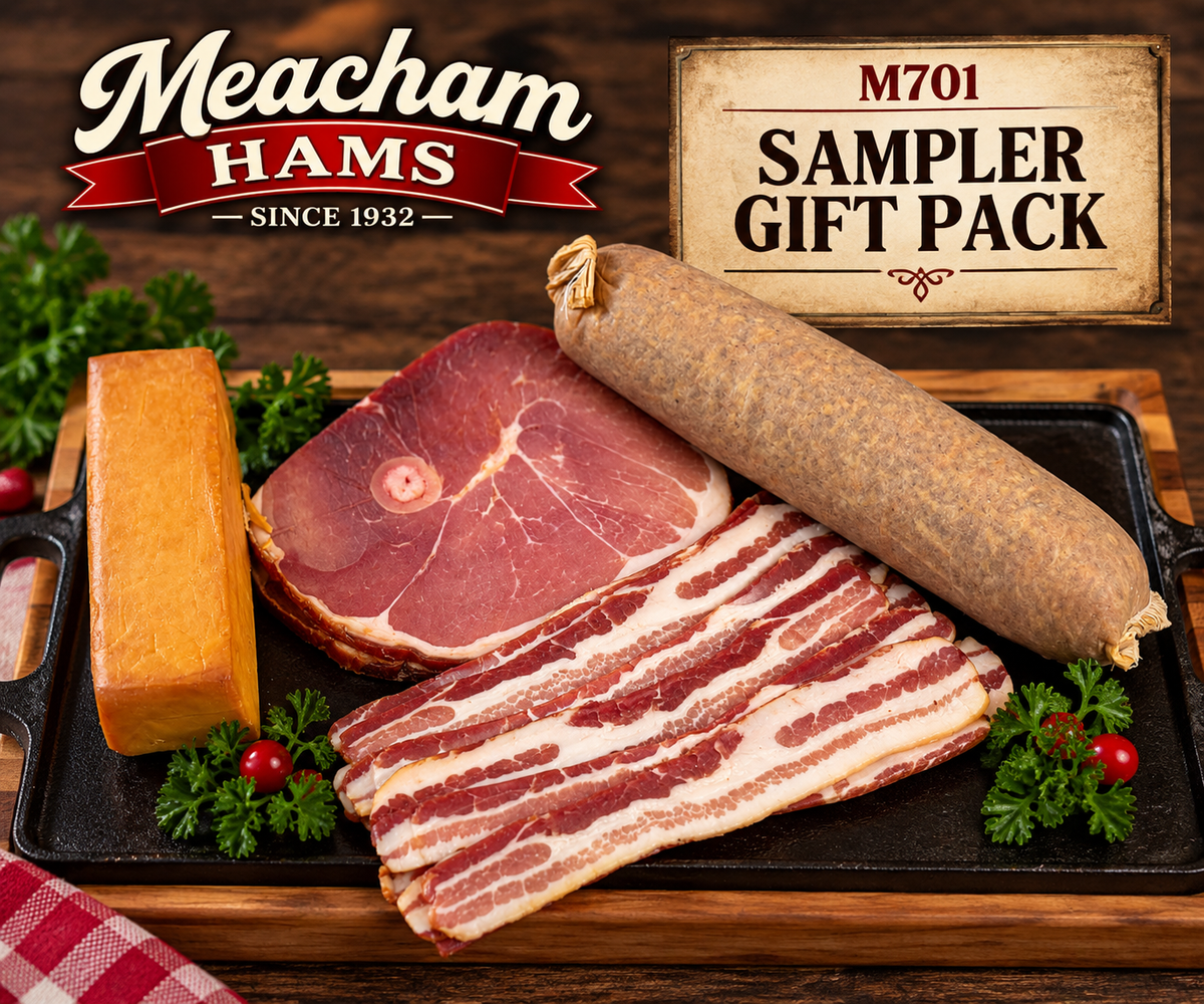 New! M701 SAMPLER GIFT PACK 1 lb Bacon, 2 lb Smoked 8 oz Smoked Cheese, 1 lb Ham Slices